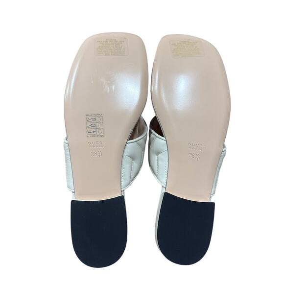 Gucci GG Marmont Double G Quilted White Leather Thong Sandal 38.5 - Picture 6 of 7